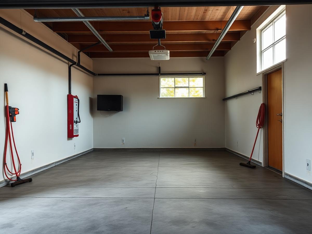 The same garage emptied and swept clean after junk removal